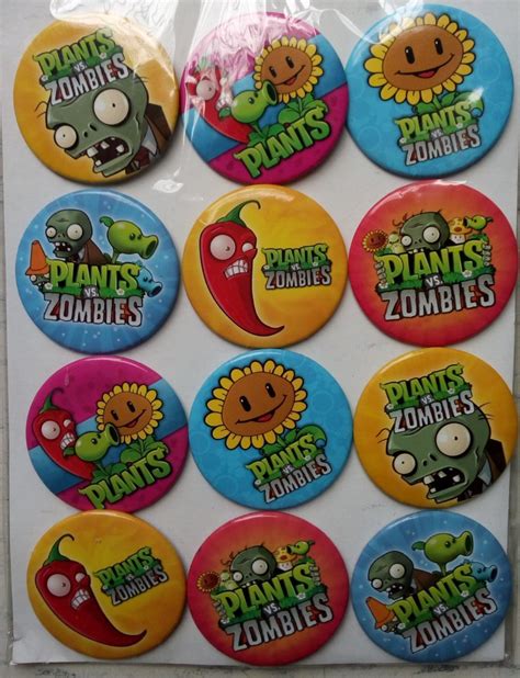 Plantas Vs Zombies Set Botones Met Licos Pines C Envio En