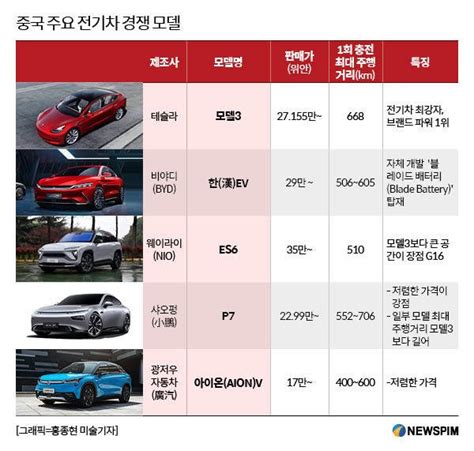 불붙는 중국 전기차 시장 테슬라 Vs 중국차 주요 경쟁 모델 네이트 뉴스