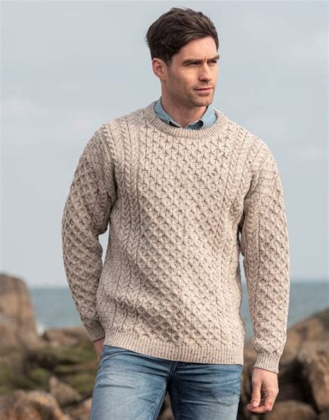 Saver Prices Mens Heavy Irish Aran Fisherman Sweater Ireland 100 Pure