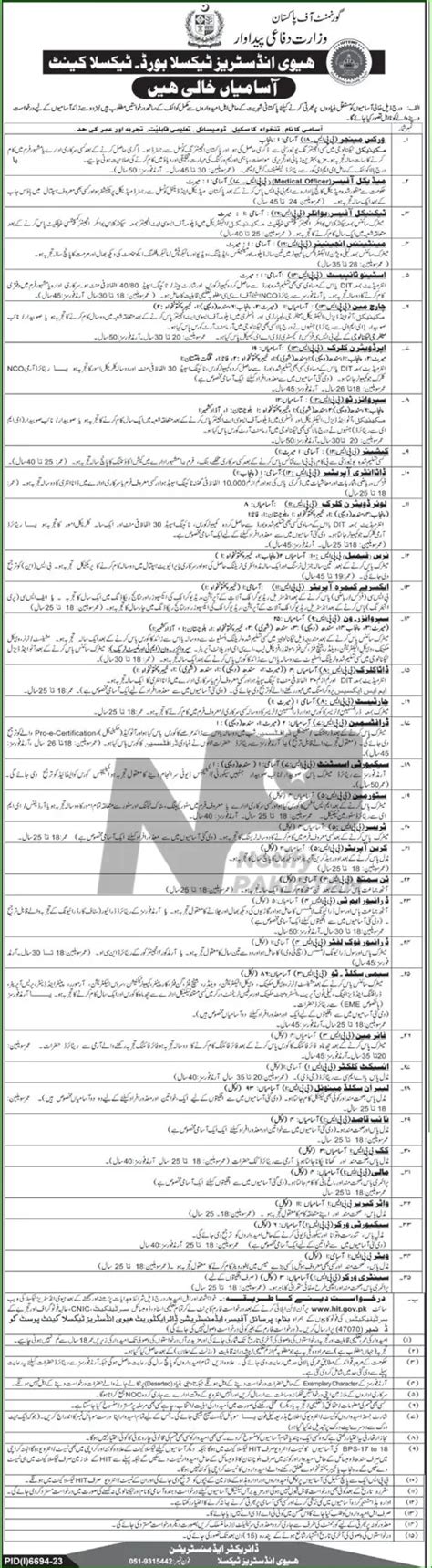 Heavy Industries Taxila HIT Jobs 2024 Online Apply At Hit Gov Pk