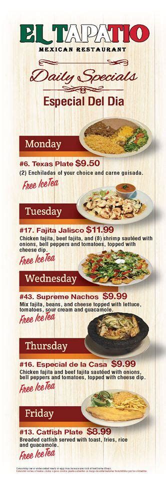 Menu At El Tapatio Mexican Restaurant Granite Shoals