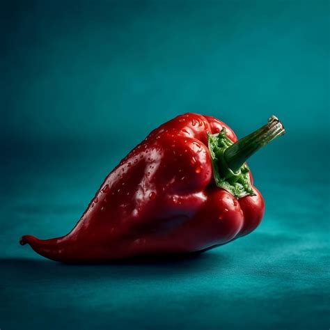 premium photo  red pepper   teal background