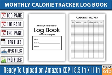 Monthly Calorie Tracker Log Book Kdp I Graphic By Kdp Pro Creative