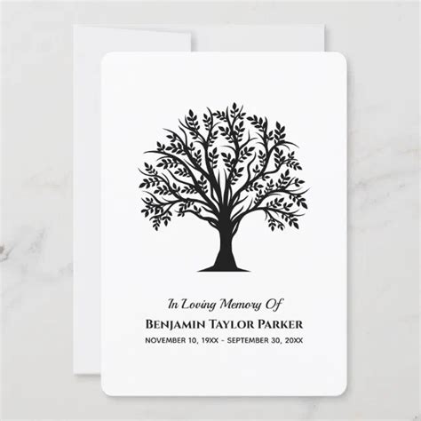 Tree Of Life Bereavement Sympathy Funeral Memorial Thank You Card Zazzle