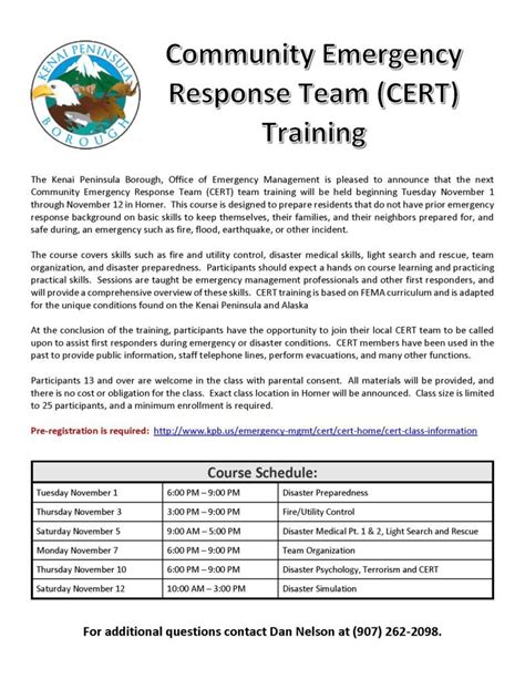 Community Emergency Response Team Cert Training South Peninsula