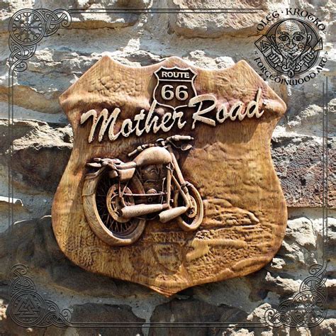 Route 66 Bobber Chopper American wood carving - Forged in Wood