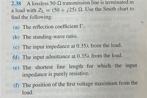 Solved A Lossless Transmission Line Is Terminated Chegg