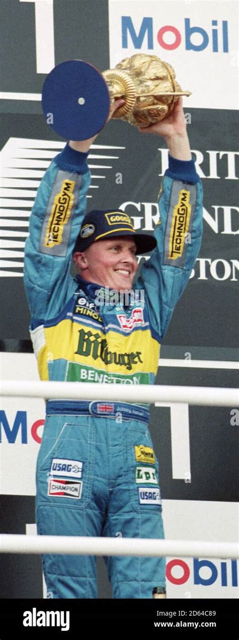 Johnny Herbert celebrates winning the British Grand Prix Stock Photo ...