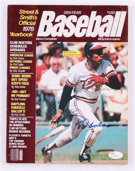 Rod Carew Signed Twins 1978 Street Smith S Baseball Magazine JSA COA