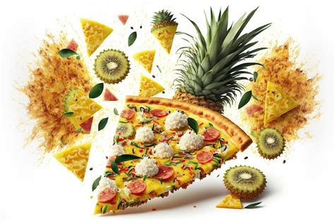 Premium Photo Delicious Hot Hawaiian Pizza With Pineapple Isolated On White Background