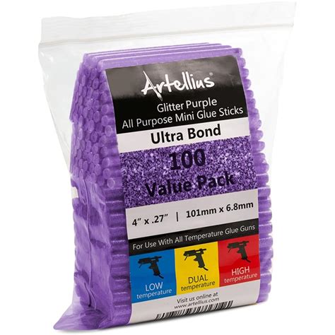 Mo Finance Artellius Purple Glitter Hot Glue Sticks X Bulk Pack Ultra Bond