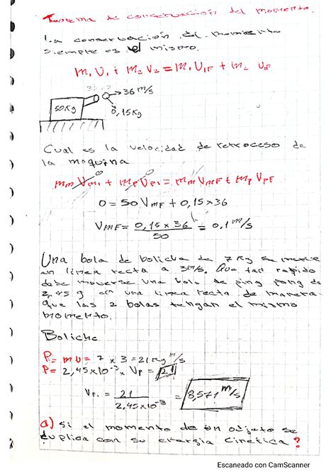 SOLUTION Teorema De Conservaci N Del Momento Con Ejercicio Studypool