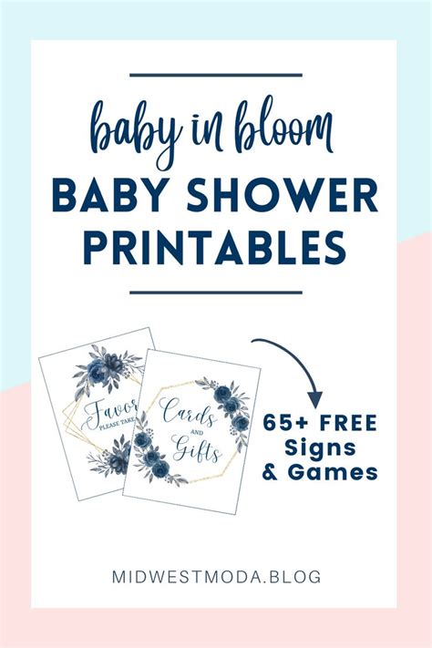 Blue Baby In Bloom Baby Shower Ideas Free Baby Shower Printables In