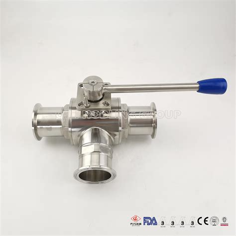 Sanitary Stainless Steel Three Way Clamped Ball Valve China Three Way Clamped Ball Valve