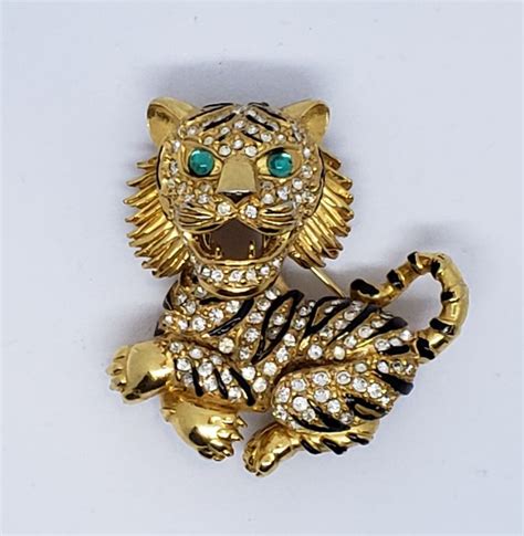 Rare S Hattie Carnegie Vintage Tiger Pin Etsy Vintage Antique