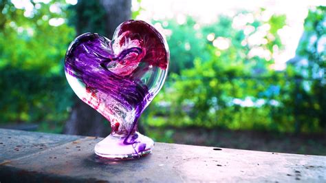 Standing Memorial Heart Glass Heart Memorial Glass Hand Blown Glass