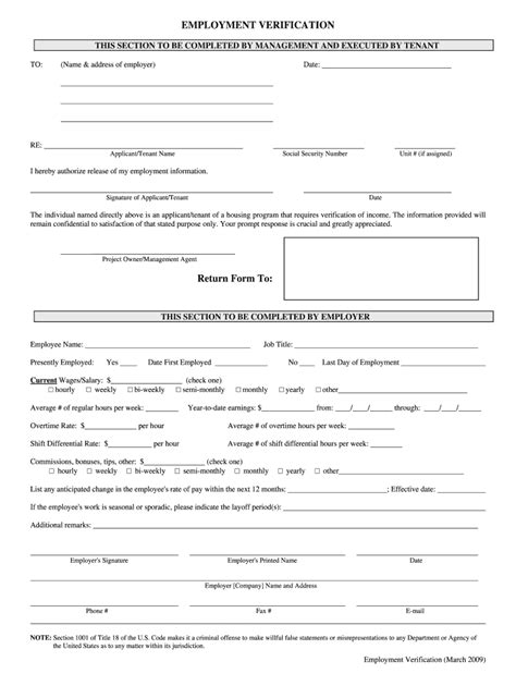 Employment Verification Form Fill Online Printable Fillable Blank