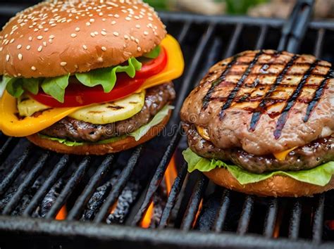 Grilled Perfection Juicy Burgers On The Grill Image Generated By Ai