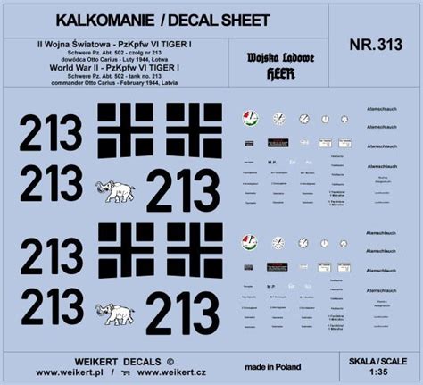 Weikert Decals Dec Tiger I Otto Carius Czo G Schwere Pz