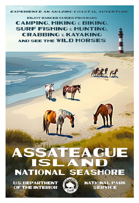 Assateague Island National Seashore Poster Wpa Travel Posters National Park Posters