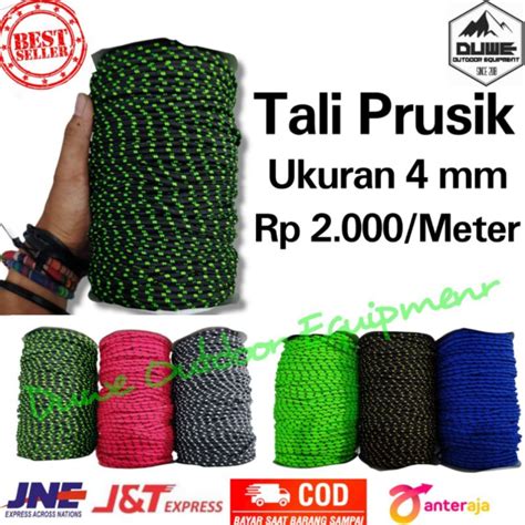 Jual Bisa COD Tali Prusik PER 1 Meter 4mm Tali Jemuran Tali Flysheet