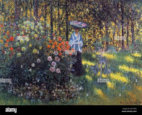 Claude Monet Woman With Parasol Garden Argenteuil 1875 Stock Photo