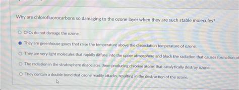 Solved Why are CFC’s so damaging to the ozone layer when | Chegg.com