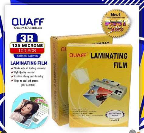 3R Size QUAFF Laminating Film Hot Process 125micron 250micron 95