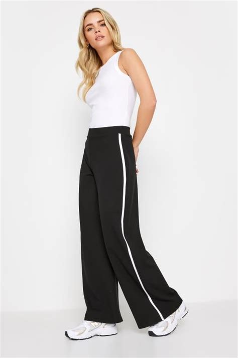 Pixiegirl Petite Womens Black Ribbed Wide Leg Trousers Pixiegirl