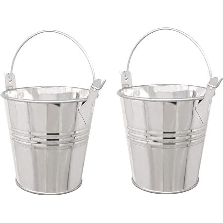 Honbay 2PCS Tiny Metal Buckets Tin Pail Containers Decorative Buckets