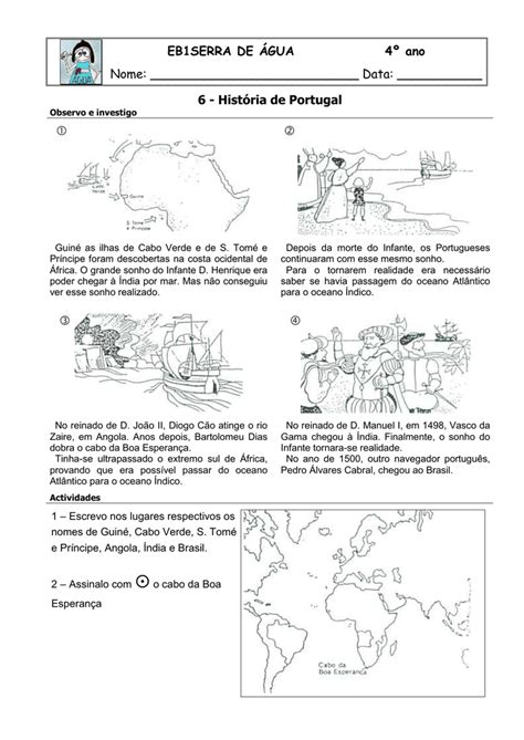 Ficha de Estudo do Meio 4º ano