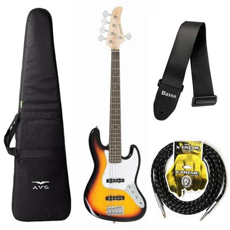 Kit Contra Baixo Strinberg Jazz Bass Jbs Sunburst Cordas Capa