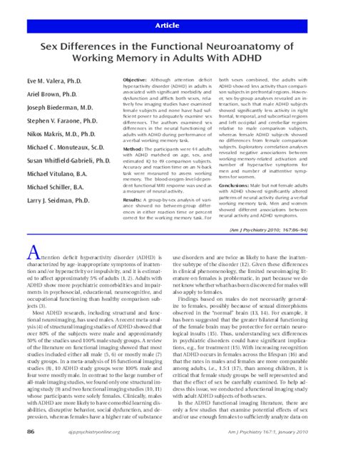 Pdf Sex Differences In The Functional Neuroanatomy Of Working Memory