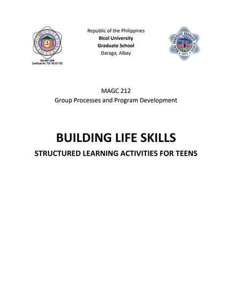 SOLUTION Activity Compilation On Building Life Skills Master In