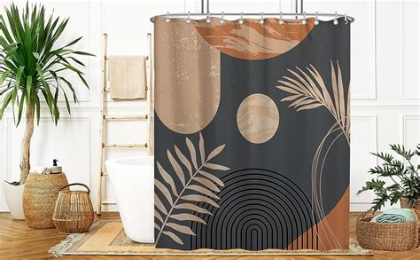 Amazon GiuMsi 60 X 72 Boho Mid Century Leaf Shower Curtain Arch