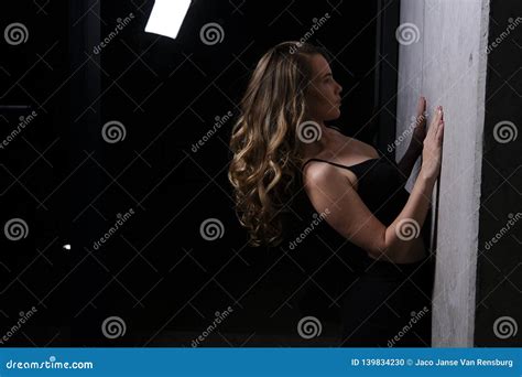 A Gorgeous Blonde Model In Studio Stock Photo Image Of Casual