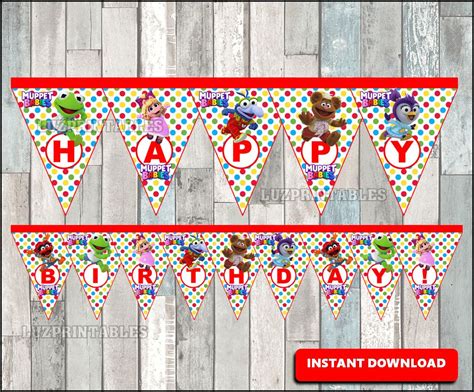 Muppet Babies Banner Muppet Birthday Banner Printable Muppet Etsy