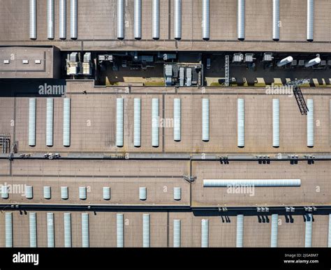 Industrial Vista aérea del techo grande de la fábrica Disparo con