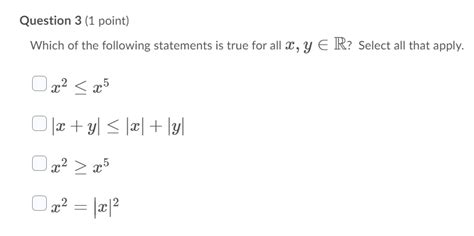 Solved Question 3 1 Point Which Of The Following