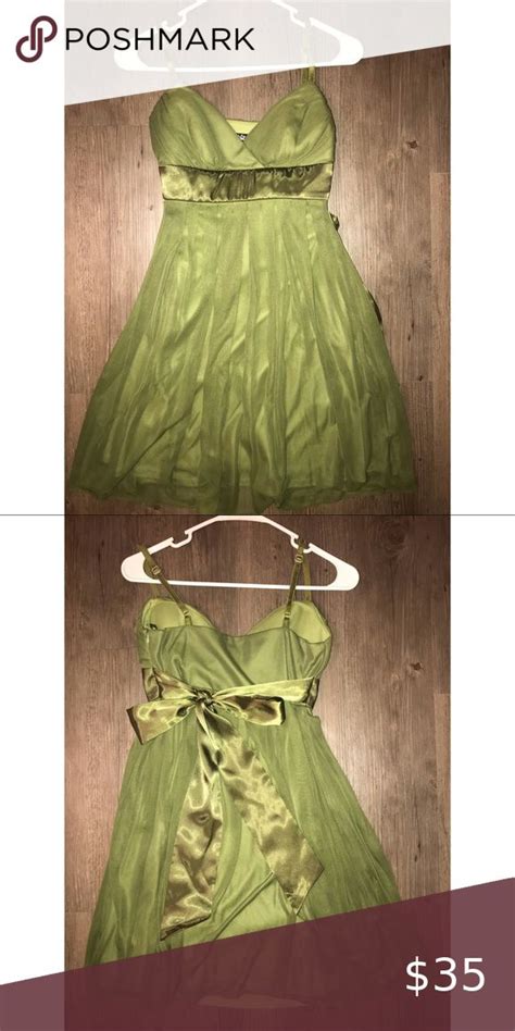 Cocktail Dress Olive Green Dress That Ties On The Back Super Comfortable To Wear Only Worn