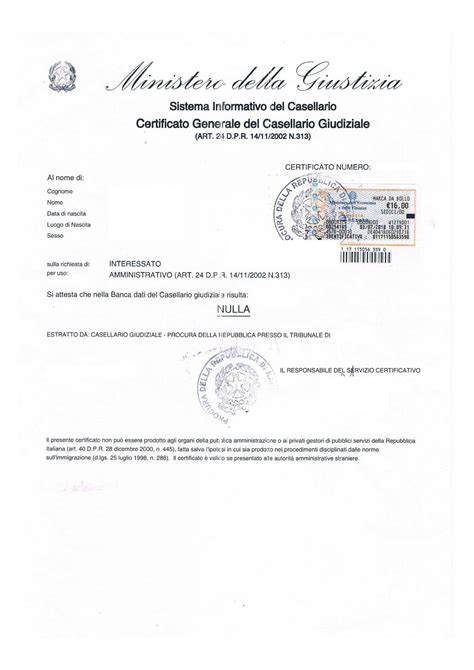 Certificato Casellario Giudiziale Studio Pfm