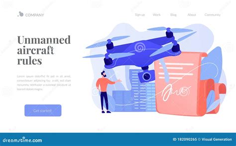 Drone Flying Regulations Concept Landing Page. Stock Vector ...