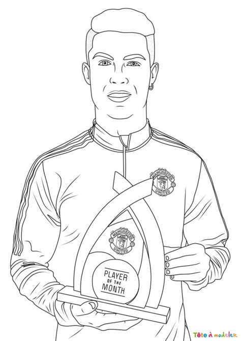 Coloriage du portrait de Ronaldo à imprimer avec Tête à modeler