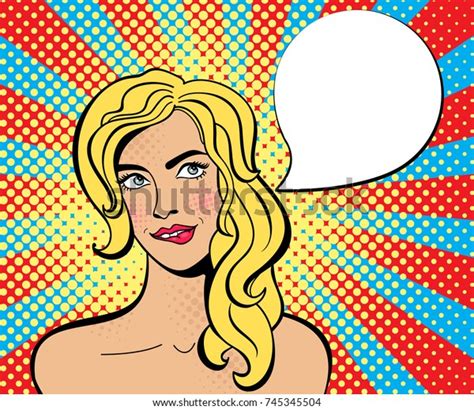 Sexy Pop Art Woman Squinted Eyes Stock Vector Royalty Free 745345504