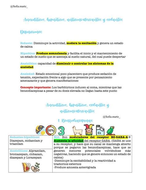 Resumen Ansiol Ticos Sedantes E Hipn Ticos Sof A Martinez Naeder Udocz