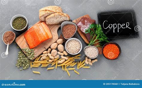 Healthy Products Highest In Copper Food Containing Cu Stock Photo