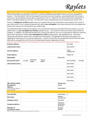 Fillable Online Lead Tenants Application Form Fax Email Print Pdffiller