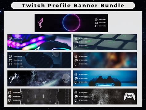 Twitch Profile Banner Bundle 9 Profile Banner Templates for Twitch Streamers, Digital Download ...