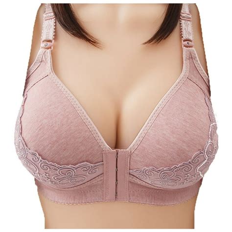 Dndkilg Womens Front Closure Bras Push Up Underwire Bra Pink 42