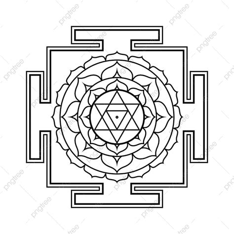 Gambar Desain Vektor Hitam Monokrom Bagalamukhi Aspek Yantra Dasa